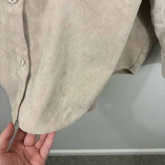 Zara Basic Button Front Shacket Slouchy Relaxed Shirt Jacket Long Sleeve Sz L - Picture 3 of 4